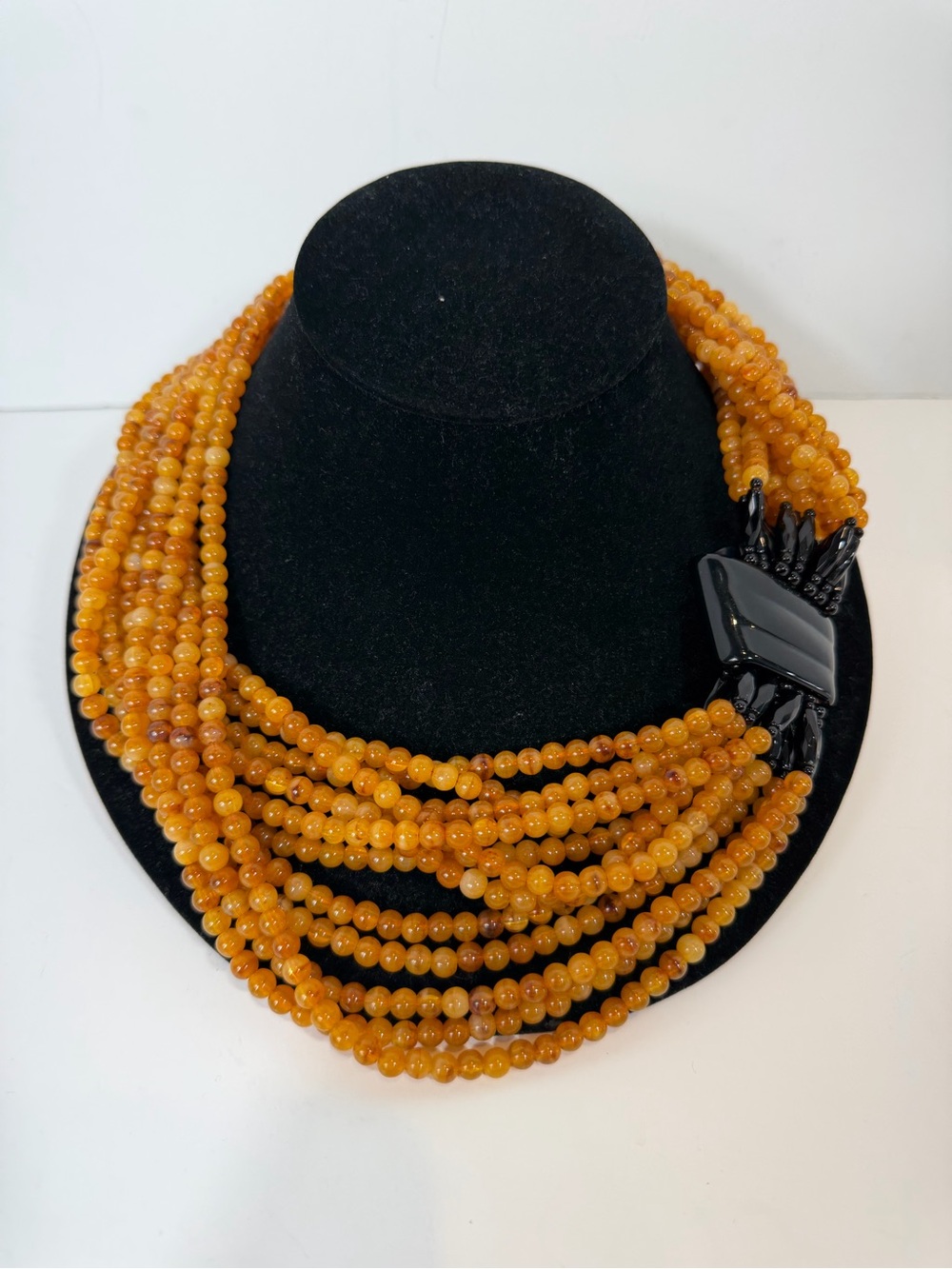 Angela Caputi Giuggiu Italy Amber Resin Multi Strand Statement Necklace